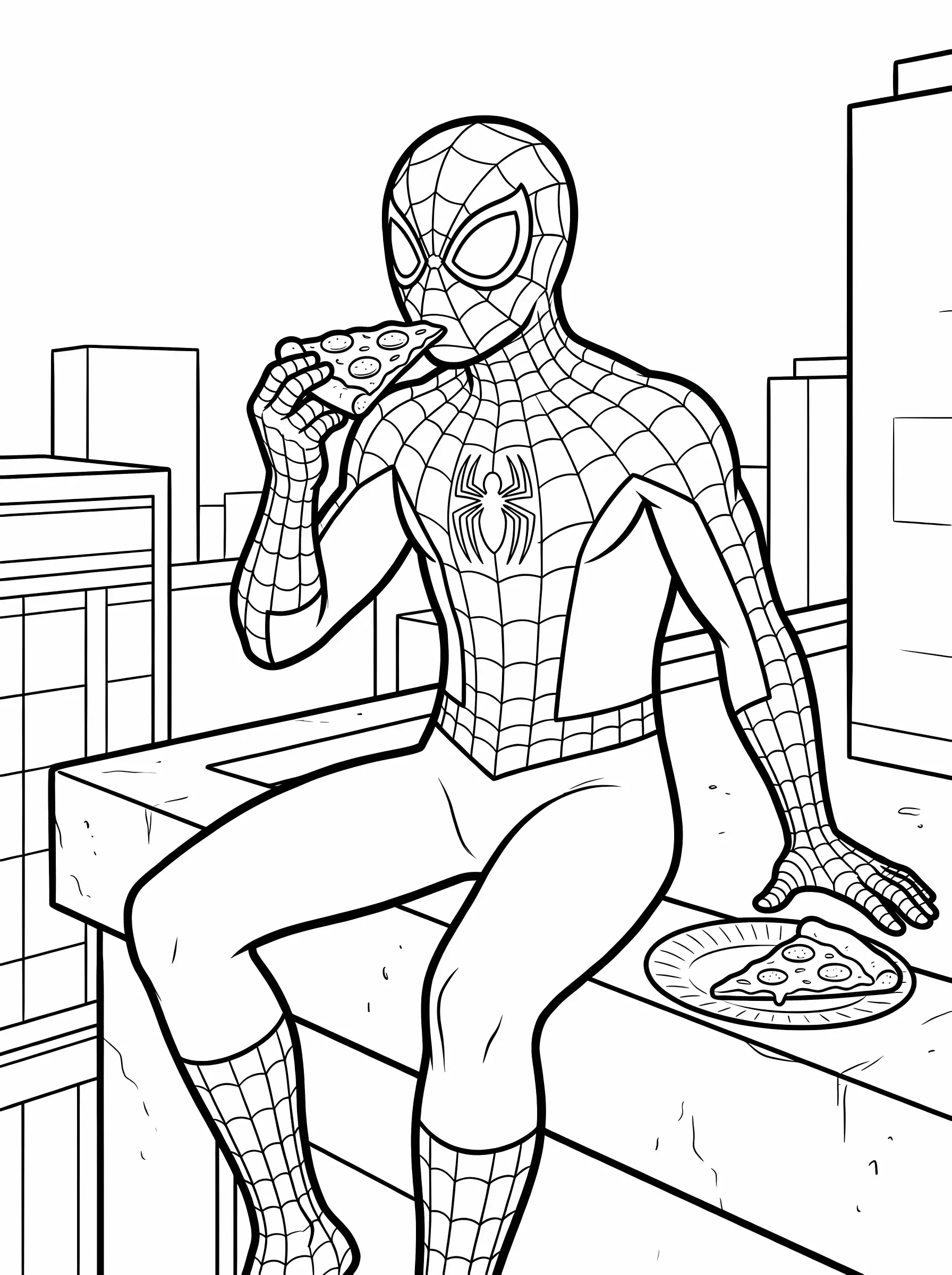 Eating a Slice of Pizza on a Ledge