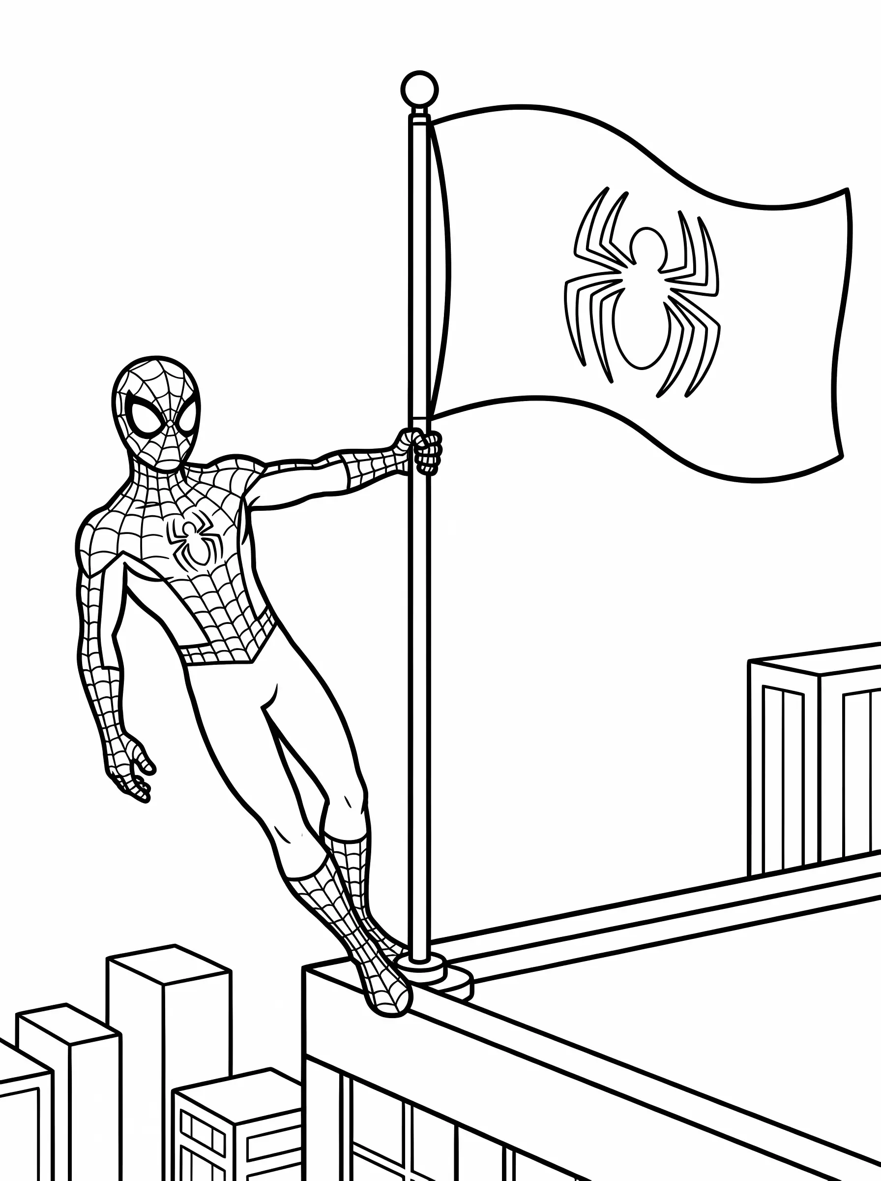 Leaning on a Flagpole with a Spider Flag