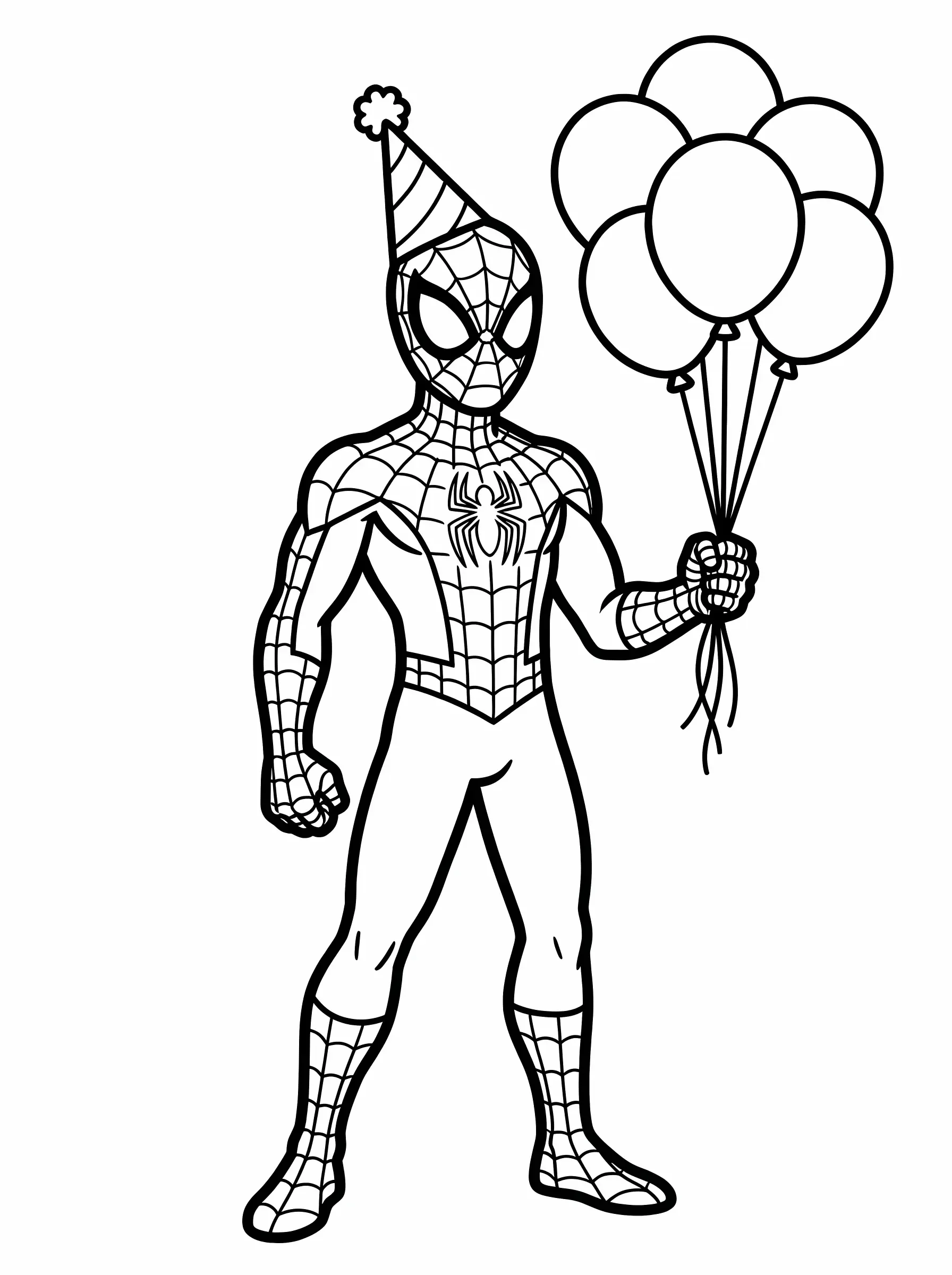 Party Superhero Holding Round Balloons