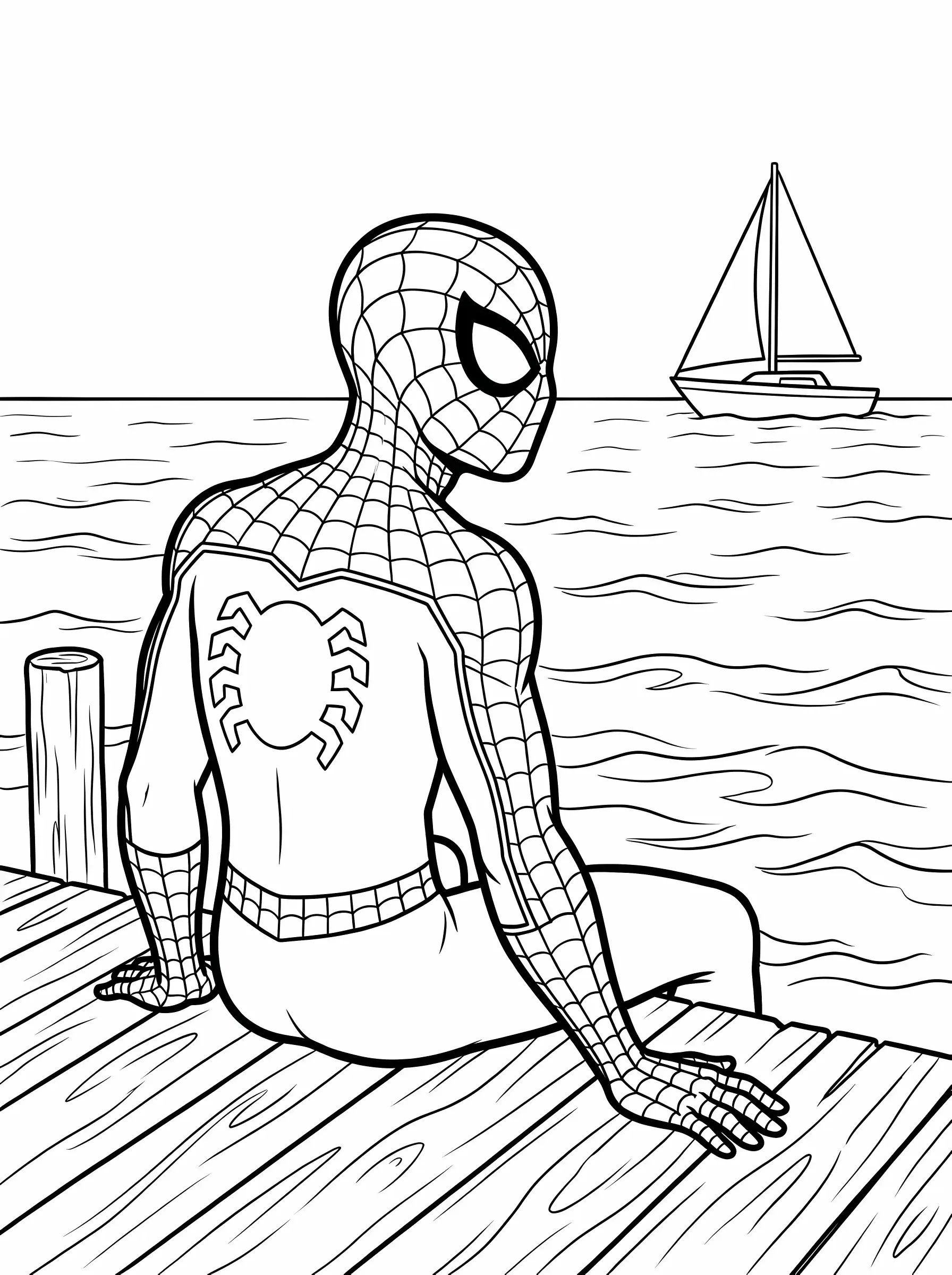 Relaxing on the Dock with a Sailboat