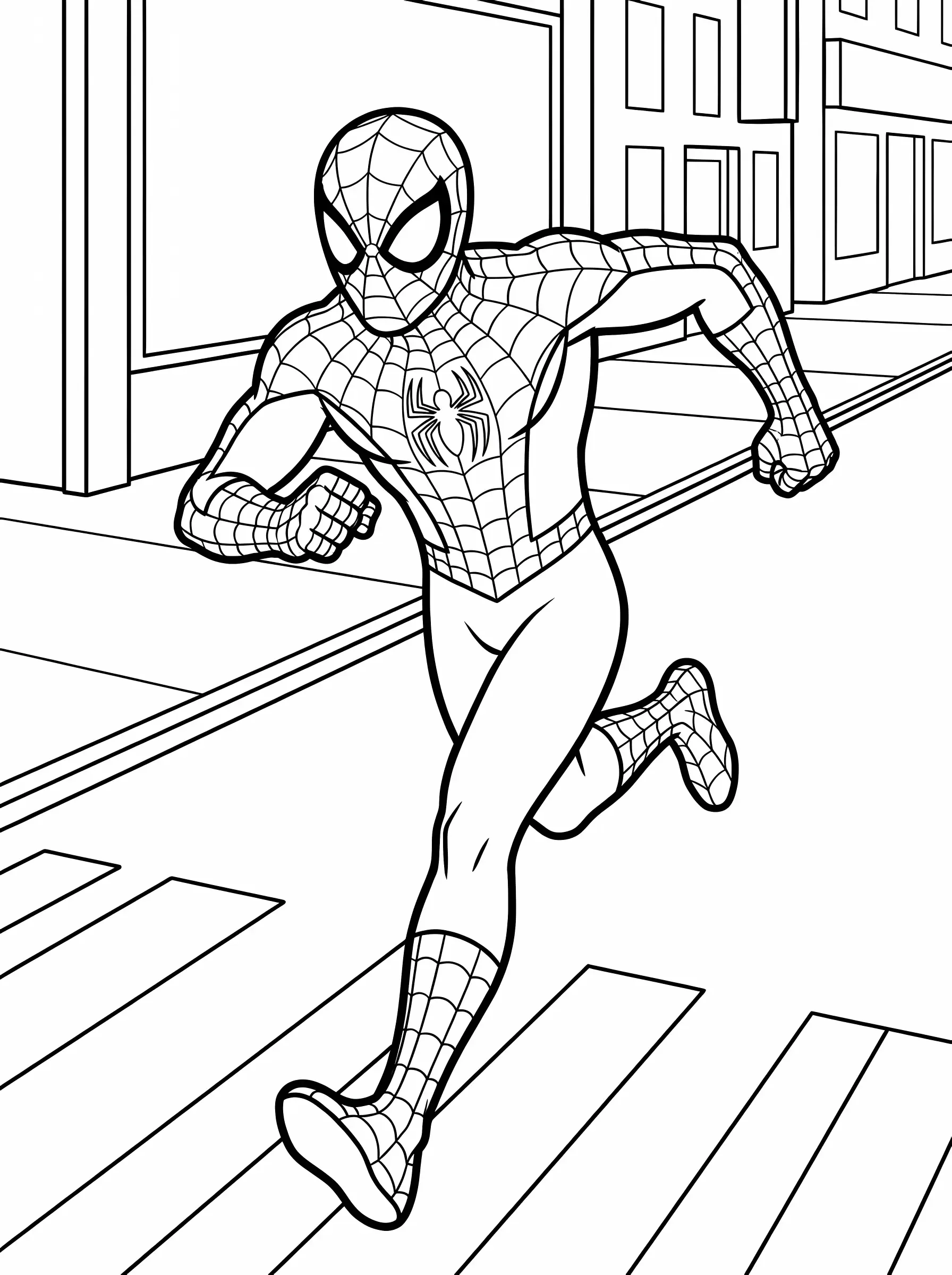 Spider-Man Racing Across the City Crosswalk