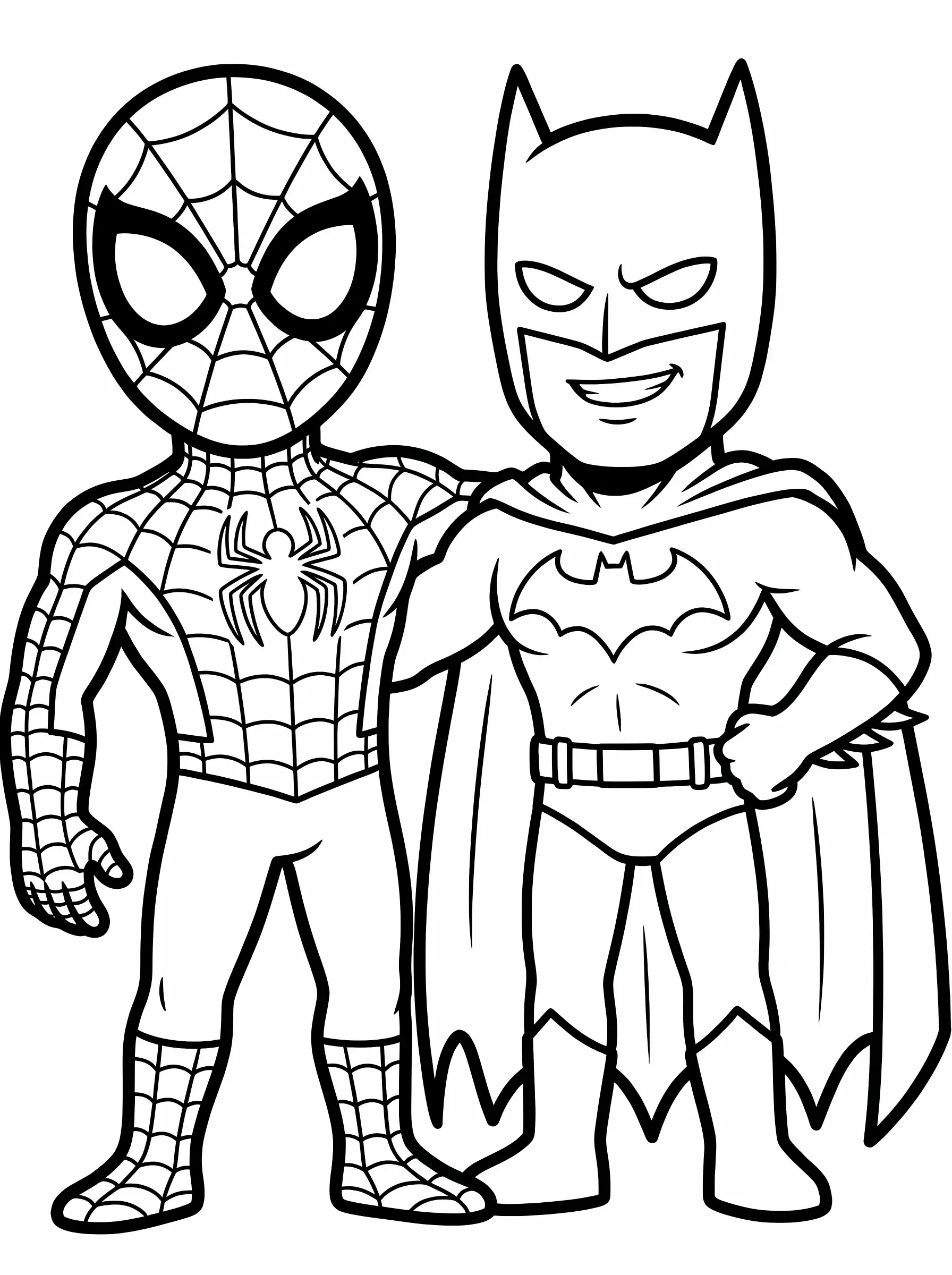 Spidey and Batman Smiling Side by Side