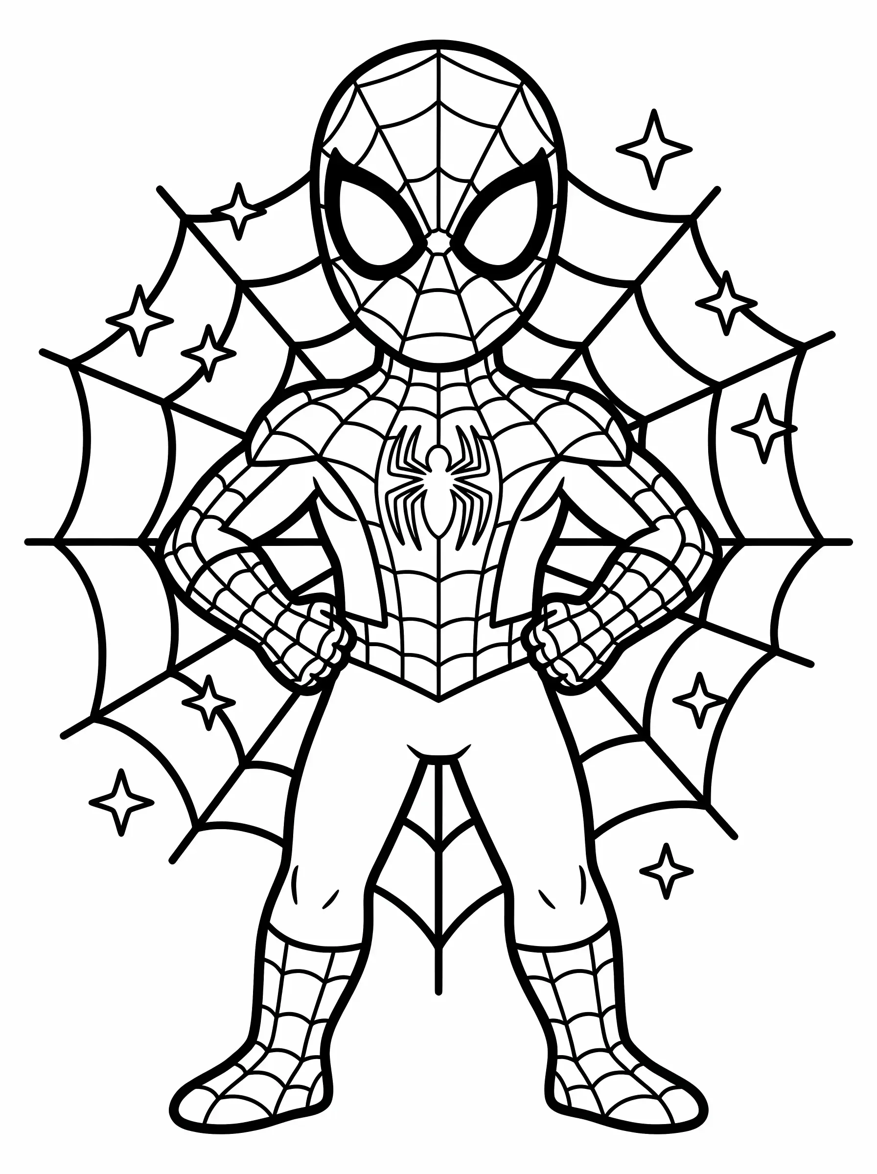Spiderman Coloring Pages with a Starry Web