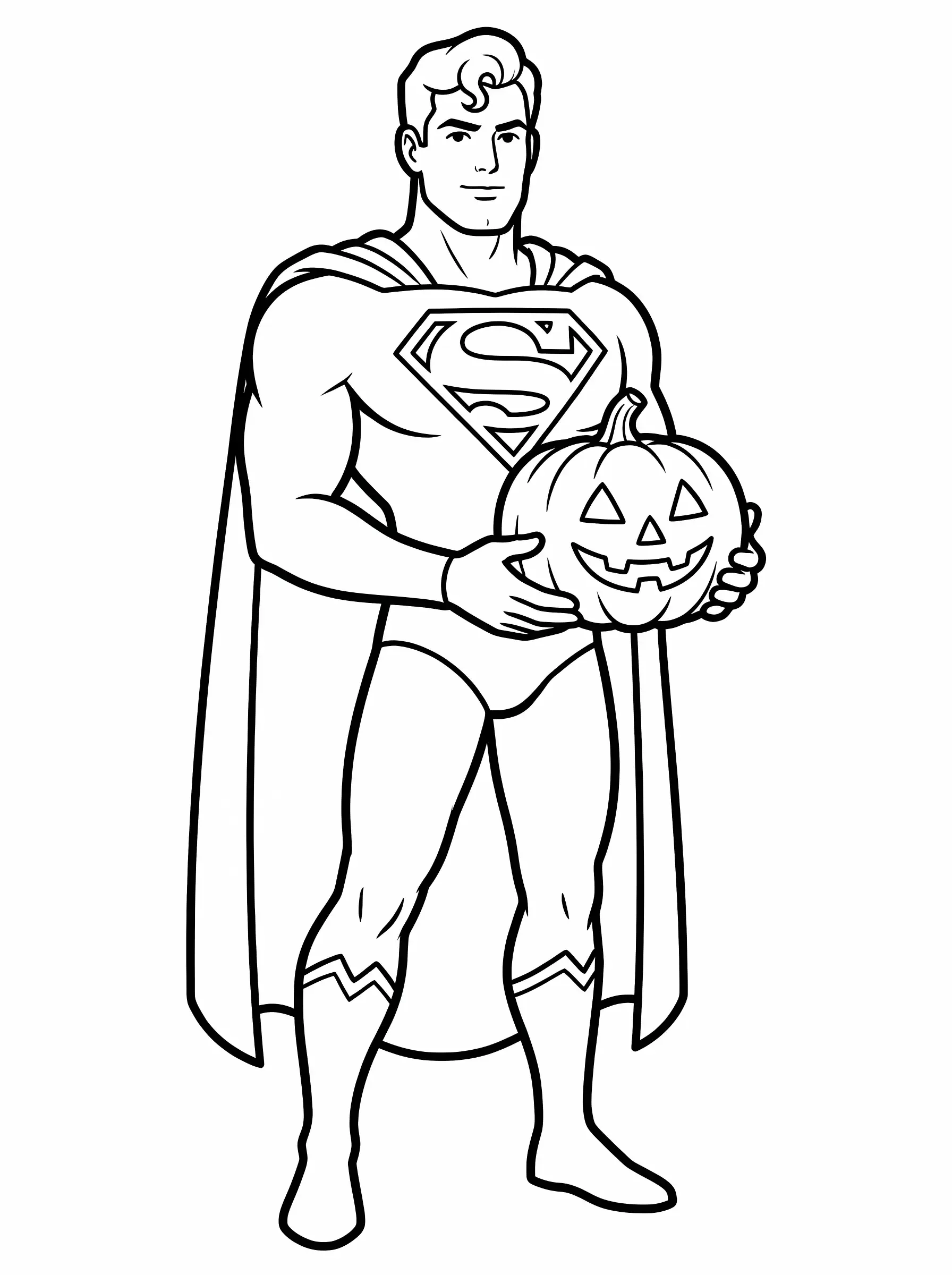 Superman Coloring Pages featuring a Halloween Pumpkin