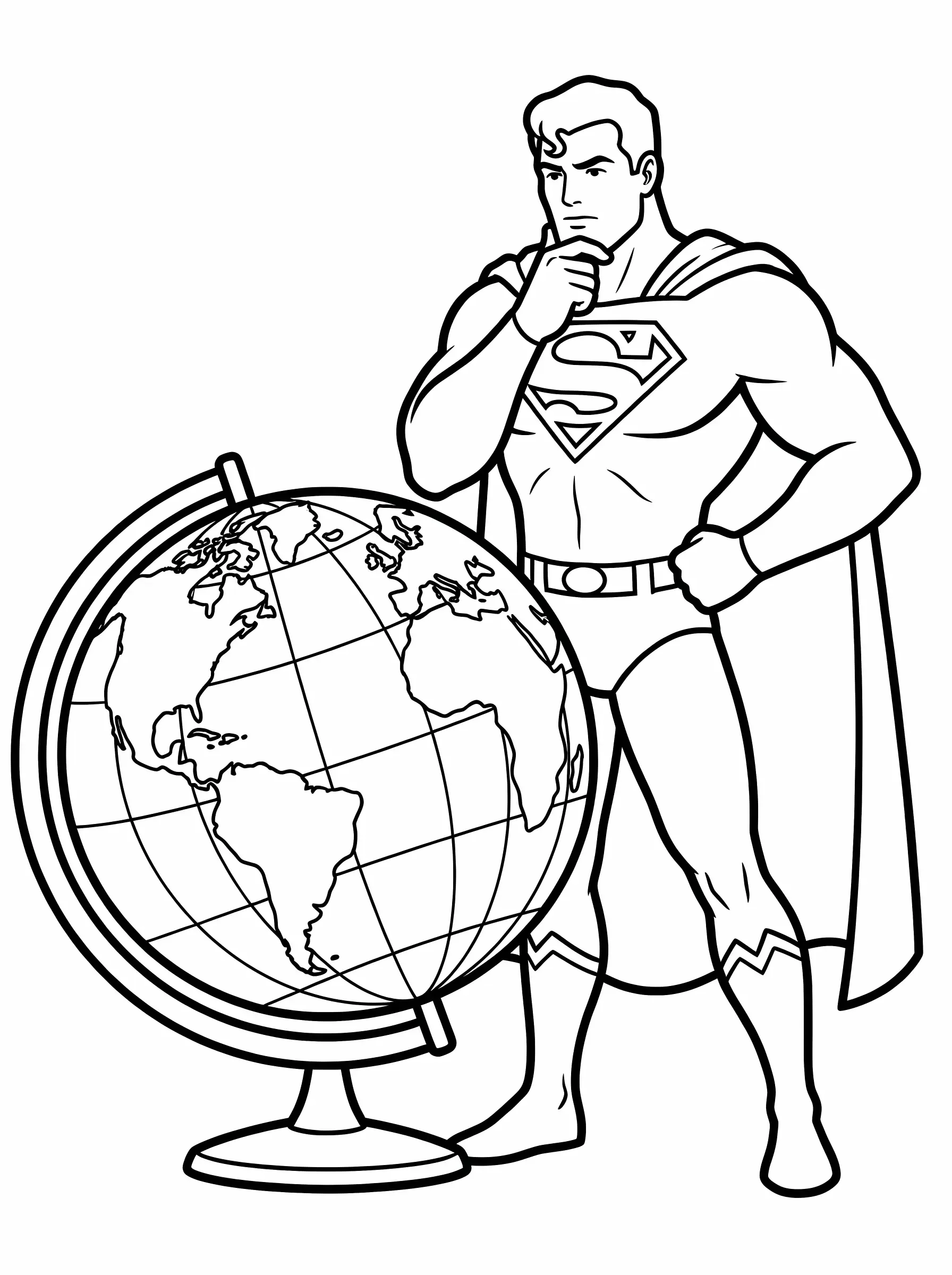 Studying a Big Globe of the Earth
