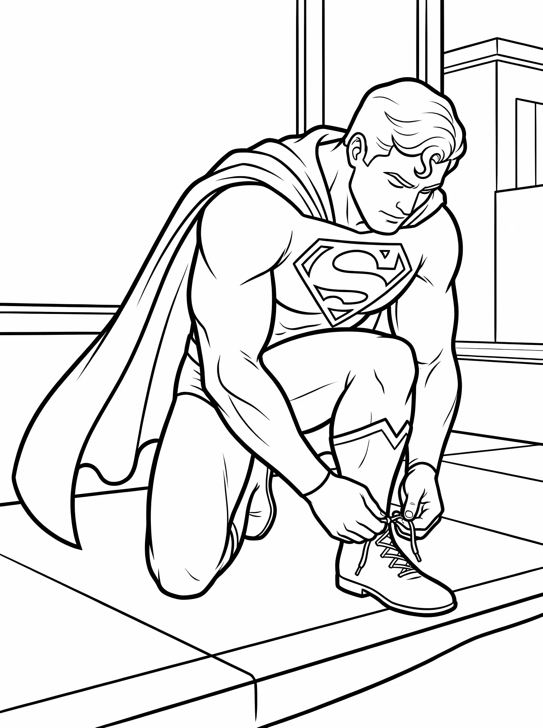 Tying Red Boots on the Sidewalk