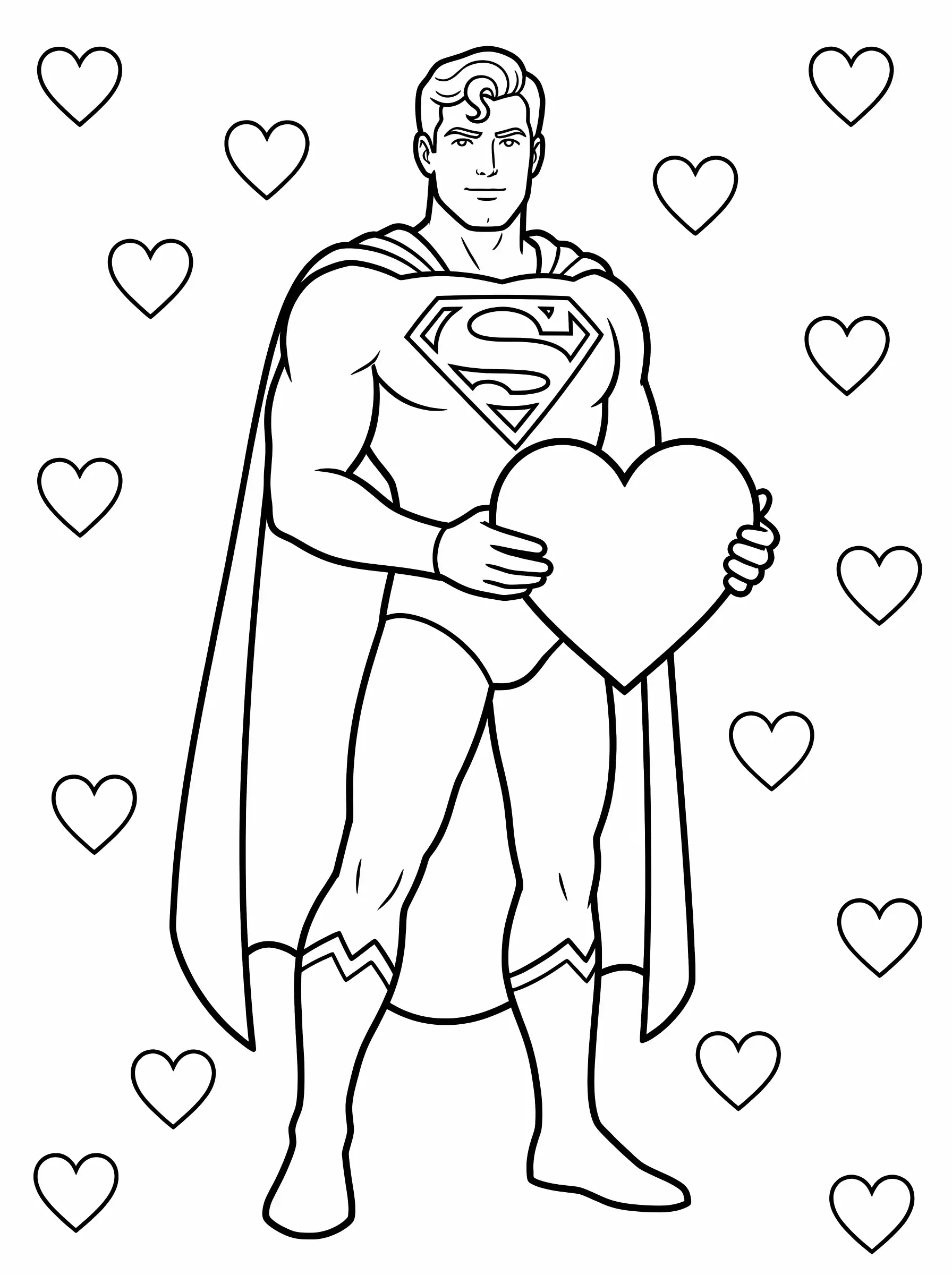Superman Coloring Pages with a Giant Heart